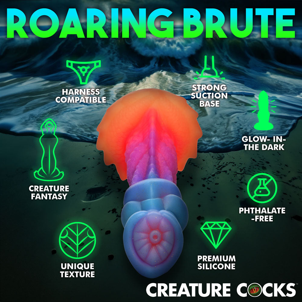 Creature Cocks Aqua-Cock - Glow in Dark Multi-Coloured 19.3 cm Fantasy Dildo-AH291