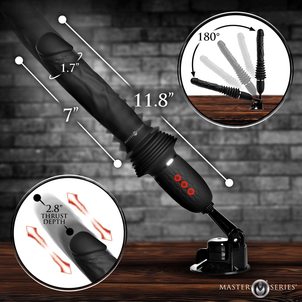 Master Series Ultimate Power Pounder - Black 30 cm USB Rechargeable Thrusting Vibrator-AH606