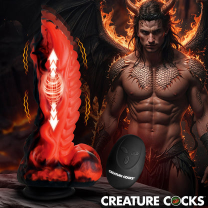 Creature Cocks Dragon Thrust - Red 24.1 cm USB Rechargeable Thrusting & Vibrating Fantasy Dildo with Remote - AH666