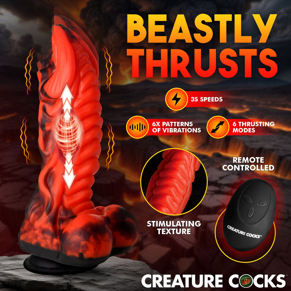 Creature Cocks Dragon Thrust - Red 24.1 cm USB Rechargeable Thrusting & Vibrating Fantasy Dildo with Remote - AH666