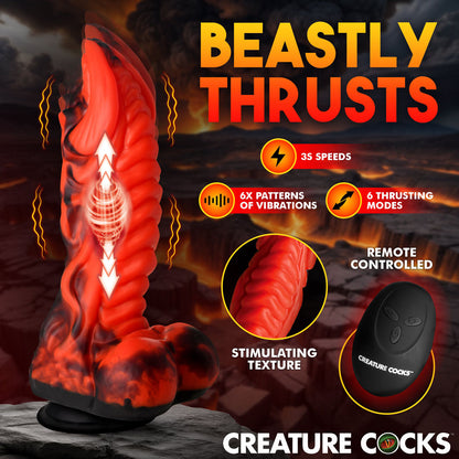 Creature Cocks Dragon Thrust - Red 24.1 cm USB Rechargeable Thrusting & Vibrating Fantasy Dildo with Remote - AH666