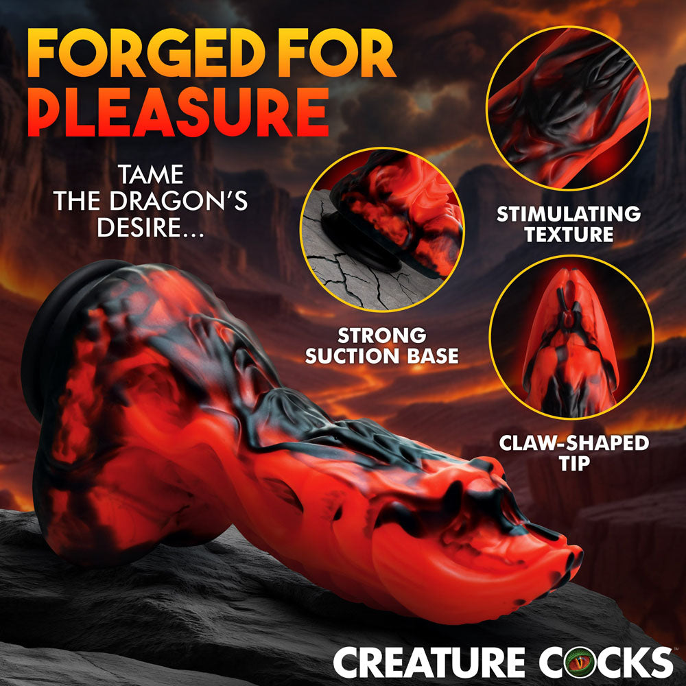 Creature Cocks Dragon Thrust - Red 24.1 cm USB Rechargeable Thrusting & Vibrating Fantasy Dildo with Remote - AH666