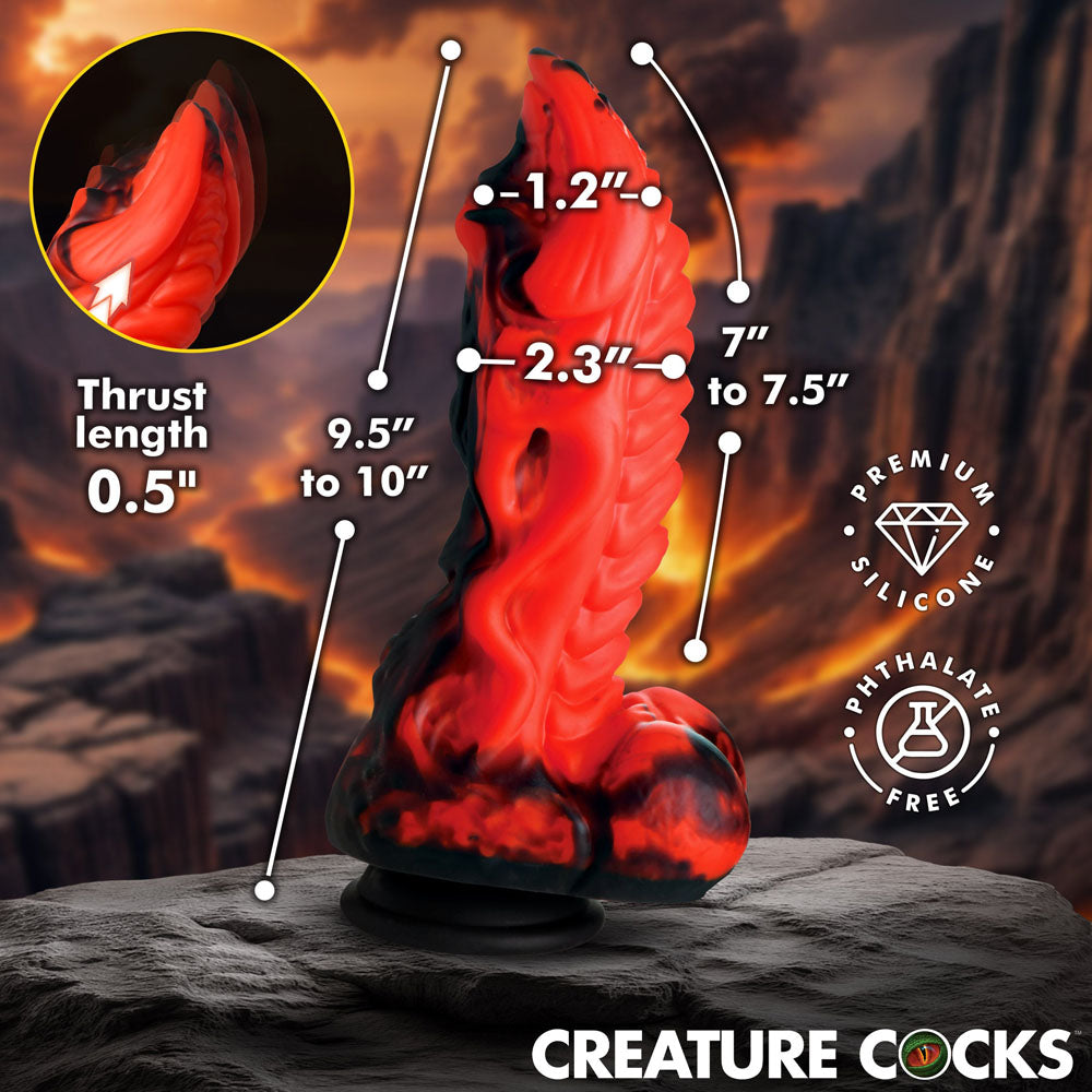Creature Cocks Dragon Thrust - Red 24.1 cm USB Rechargeable Thrusting & Vibrating Fantasy Dildo with Remote - AH666