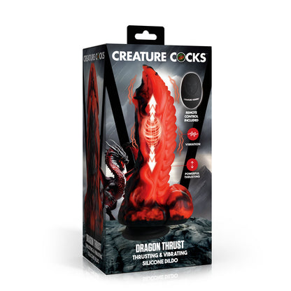 Creature Cocks Dragon Thrust - Red 24.1 cm USB Rechargeable Thrusting & Vibrating Fantasy Dildo with Remote - AH666