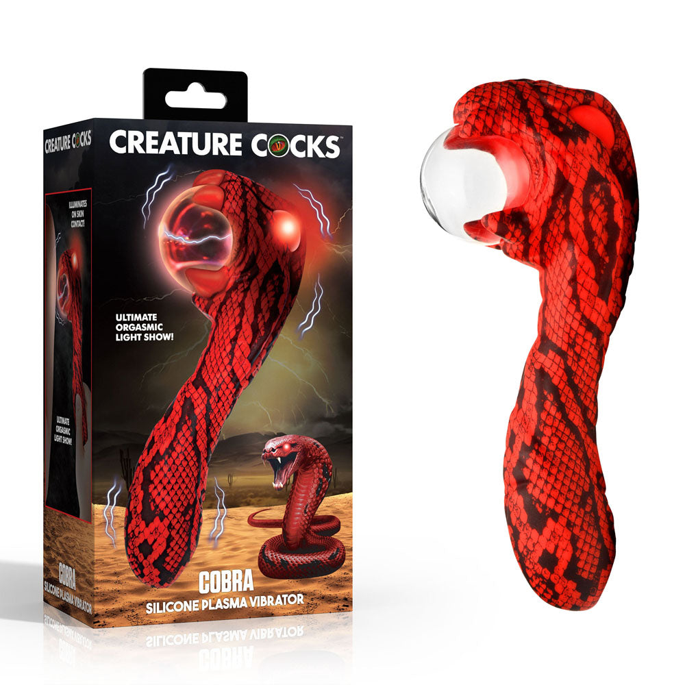 Creature Cocks Cobra - Red 18.5 cm USB Rechargeable Fantasy Vibrator with Plasma Ball-AH734