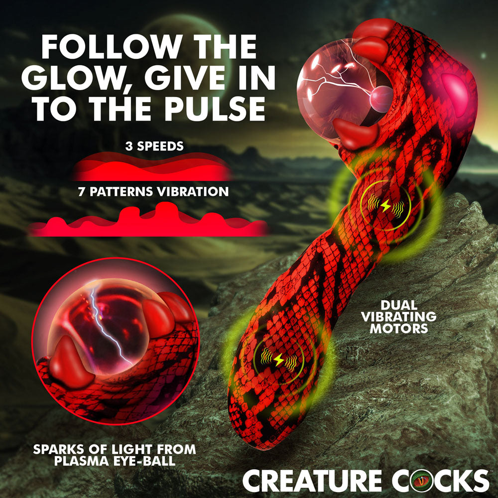 Creature Cocks Cobra - Red 18.5 cm USB Rechargeable Fantasy Vibrator with Plasma Ball-AH734