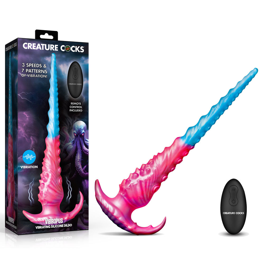 Creature Cocks Vibropus - Blue/Pink 34.3 cm USB Rechargeable Vibrating Tentacle Dildo with Wireless Remote - AH751
