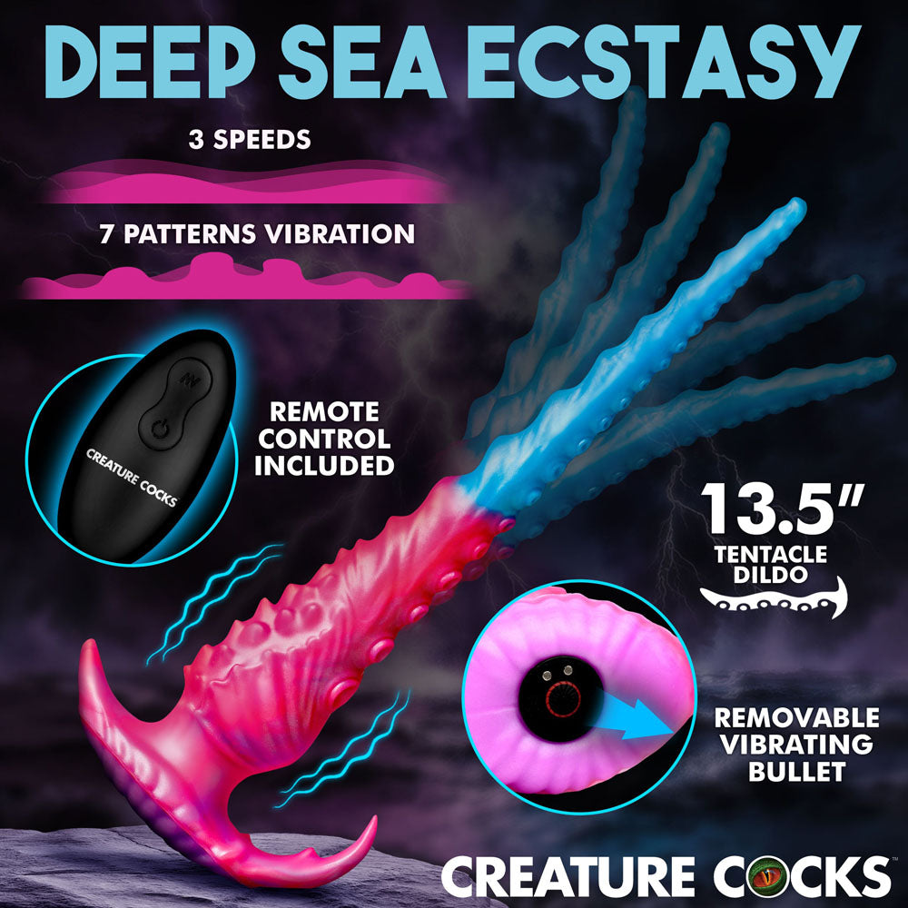 Creature Cocks Vibropus - Blue/Pink 34.3 cm USB Rechargeable Vibrating Tentacle Dildo with Wireless Remote - AH751