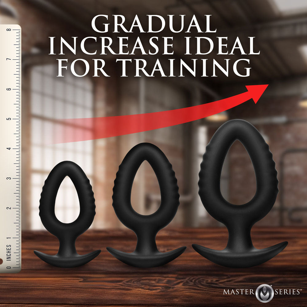 Master Series Pop Plugs - Black Anal Plug Trainer Set - Set of 3 Sizes-AH770