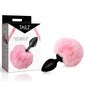 Tailz Fluffy Bunny Tail Silicone Plug - Pink - Black Butt Plug with Pink Bunny Tail - AH843-PINK