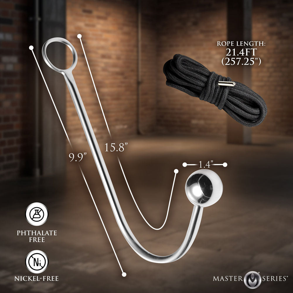 Master Series Roped - Metal Anal Hook with Rope - AH852