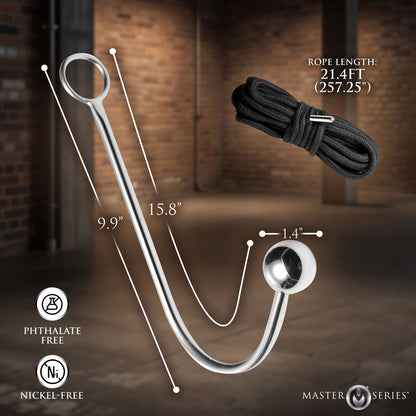 Master Series Roped - Metal Anal Hook with Rope - AH852