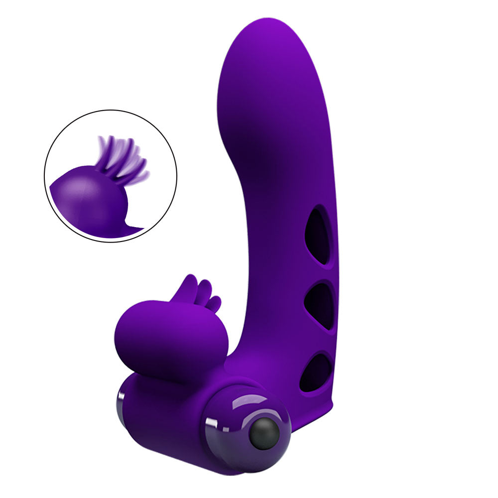 Party Up MIKE Finger Vibe - Purple - Purple Vibrating Finger Vibrator-BI-014836-1-PU