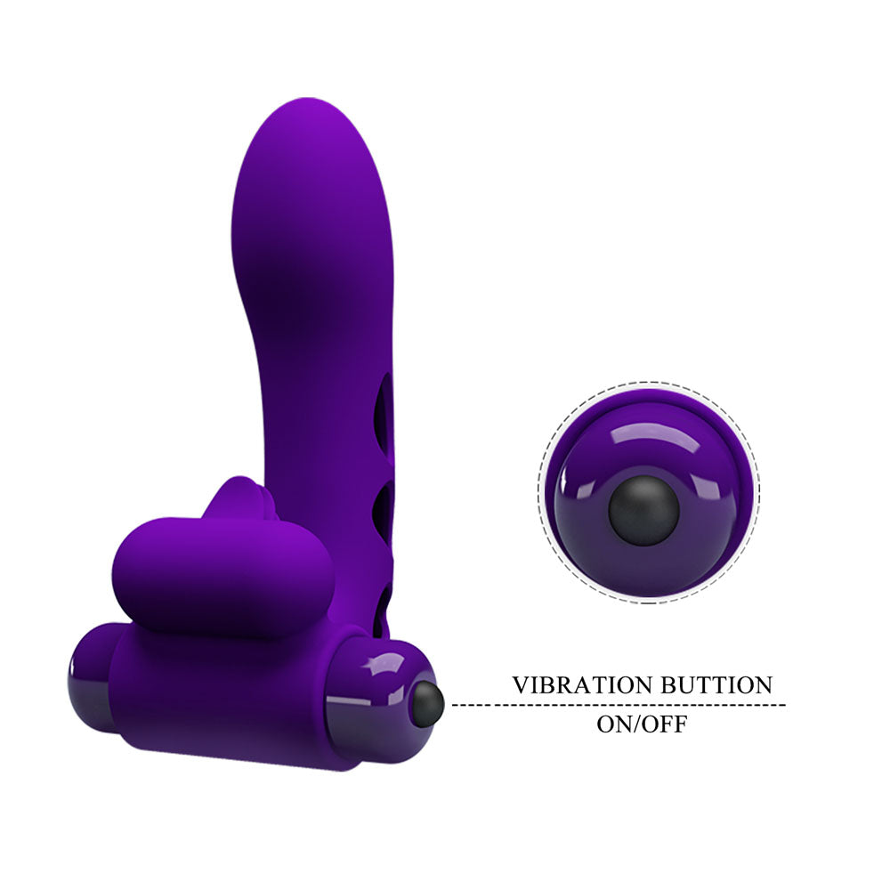 Party Up MIKE Finger Vibe - Purple - Purple Vibrating Finger Vibrator-BI-014836-1-PU