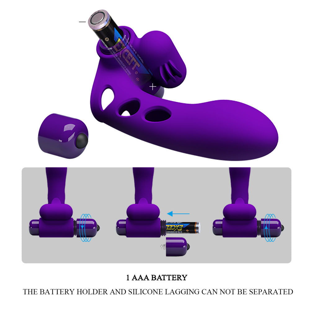 Party Up MIKE Finger Vibe - Purple - Purple Vibrating Finger Vibrator-BI-014836-1-PU