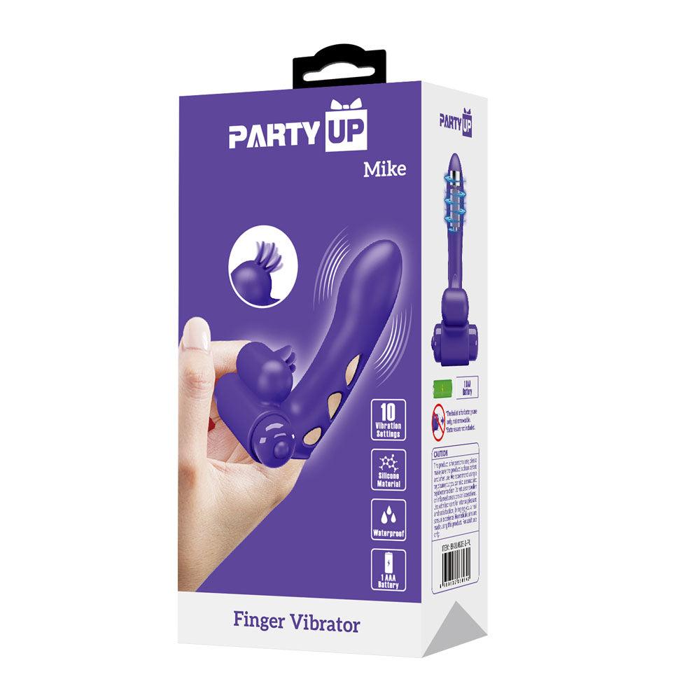 Party Up MIKE Finger Vibe - Purple - Purple Vibrating Finger Vibrator-BI-014836-1-PU