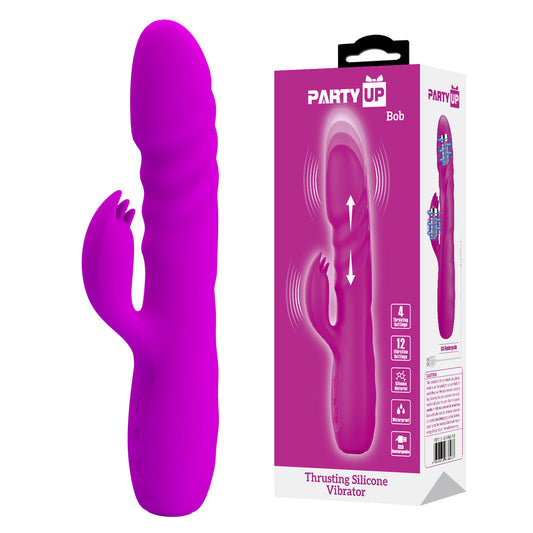 Party Up BOB Thrusting Vibe - Purple - Purple 25 cm USB Rechargeable Thrusting Rabbit Vibrator-BI-014863-PU