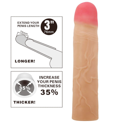 Party Up PHILIP 3 Inch Extender Sleeve - Flesh 3 Inch Penis Extender Sleeve-BI-026257-PU