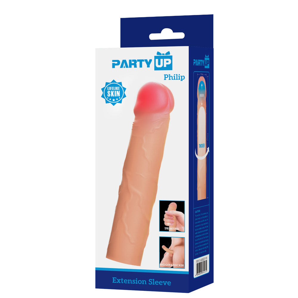 Party Up PHILIP 3 Inch Extender Sleeve - Flesh 3 Inch Penis Extender Sleeve-BI-026257-PU