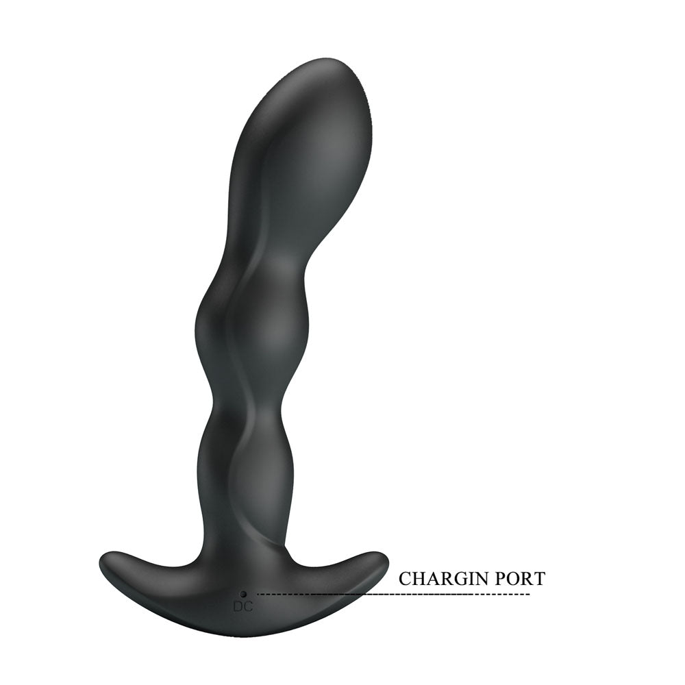 Party Up JIM Vibrating Plug - Black 14.5 cm USB Rechargeable Vibrating Butt Plug-BI-040068-PU