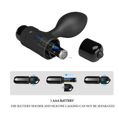 Party Up KEN Vibrating Butt Plug - Black 8.6 cm Vibrating Butt Plug-BI-040077-PU
