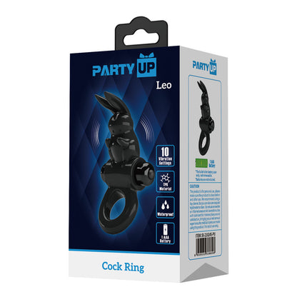 Party Up LARRY Vibrating Cock Ring - Black Vibrating Cock Ring-BI-210204-PU
