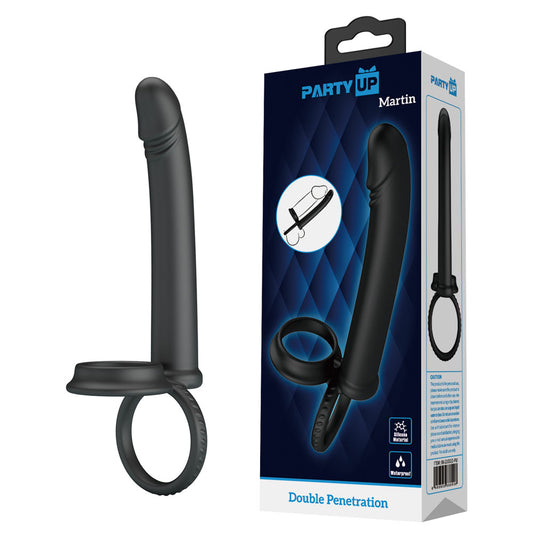 Party Up MARTIN Double Penetrator - Black Cock & Ball Rings with Double Penetrator-BI-210332-PU