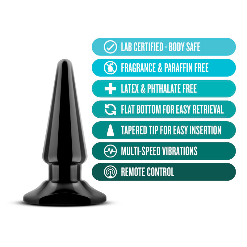 Anal Adventures Basic Vibrating Anal Pleaser - Black 10.1 cm Vibrating Butt Plug-BL-10605