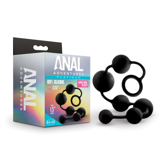 Anal Adventures Platinum Silicone Large Anal Beads - Black 40 cm Large Anal Beads-BL-11115