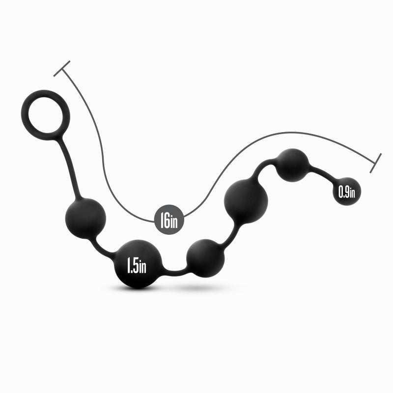 Anal Adventures Platinum Silicone Large Anal Beads - Black 40 cm Large Anal Beads-BL-11115