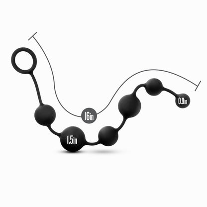 Anal Adventures Platinum Silicone Large Anal Beads - Black 40 cm Large Anal Beads-BL-11115