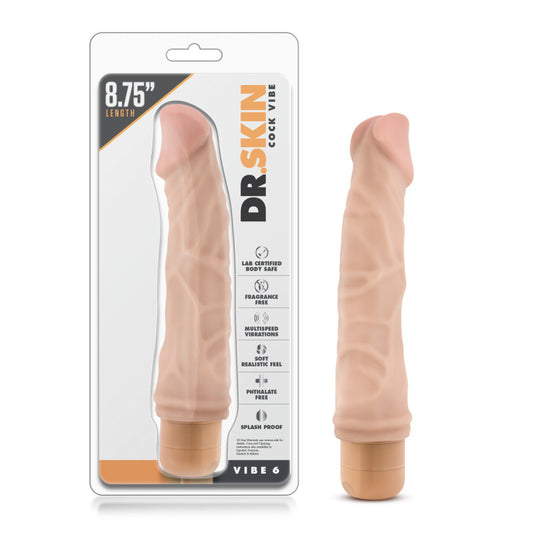 Dr. Skin Cock Vibe 6 - 8.5 Cock - Flesh 21.6 cm Vibrating Dong-BL-11313