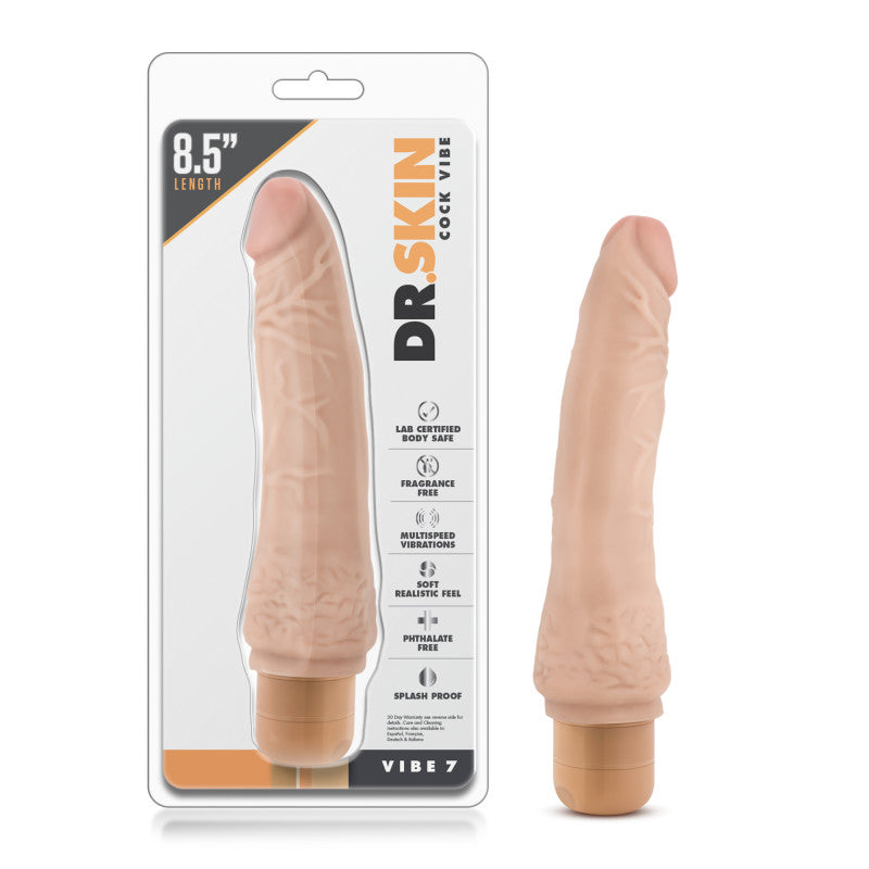 Dr. Skin Cock Vibe 7 - 8.5 Cock - Flesh 21.6 cm Vibrating Dong-BL-11323
