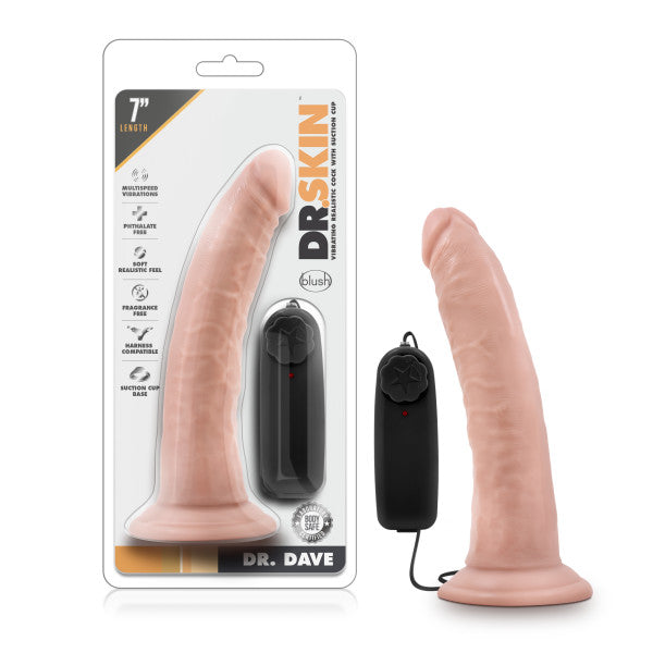 Dr. Skin Dr. Dave - Flesh 17.8 cm (7) Vibrating Dong - BL-13703
