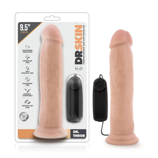 Dr. Skin Dr. Throb - Flesh 24.1 cm (9.5) Vibrating Dong - BL-13813
