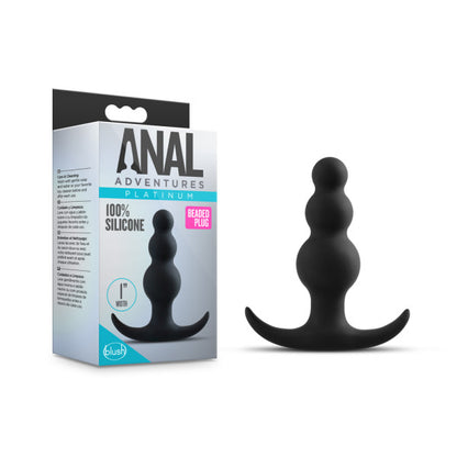 Anal Adventures Platinum Beaded Plug - Black 7.6 cm (3) Silicone Butt Plug-BL-18515