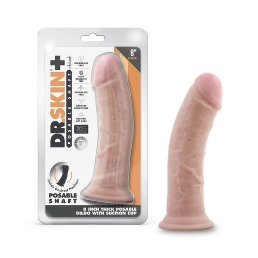 Dr. Skin Plus 8 Thick Posable Dildo - Flesh 20.3 cm Poseable Dong - BL-19933
