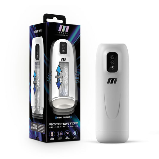 M For Men Robo-Bator - White USB Rechargeable Vibrating Auto Stroker - BL-85604