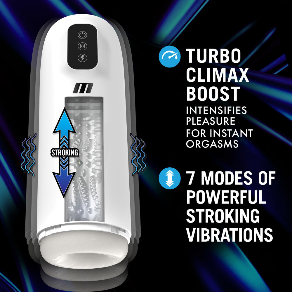 M For Men Robo-Bator - White USB Rechargeable Vibrating Auto Stroker - BL-85604