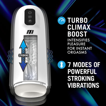 M For Men Robo-Bator - White USB Rechargeable Vibrating Auto Stroker - BL-85604
