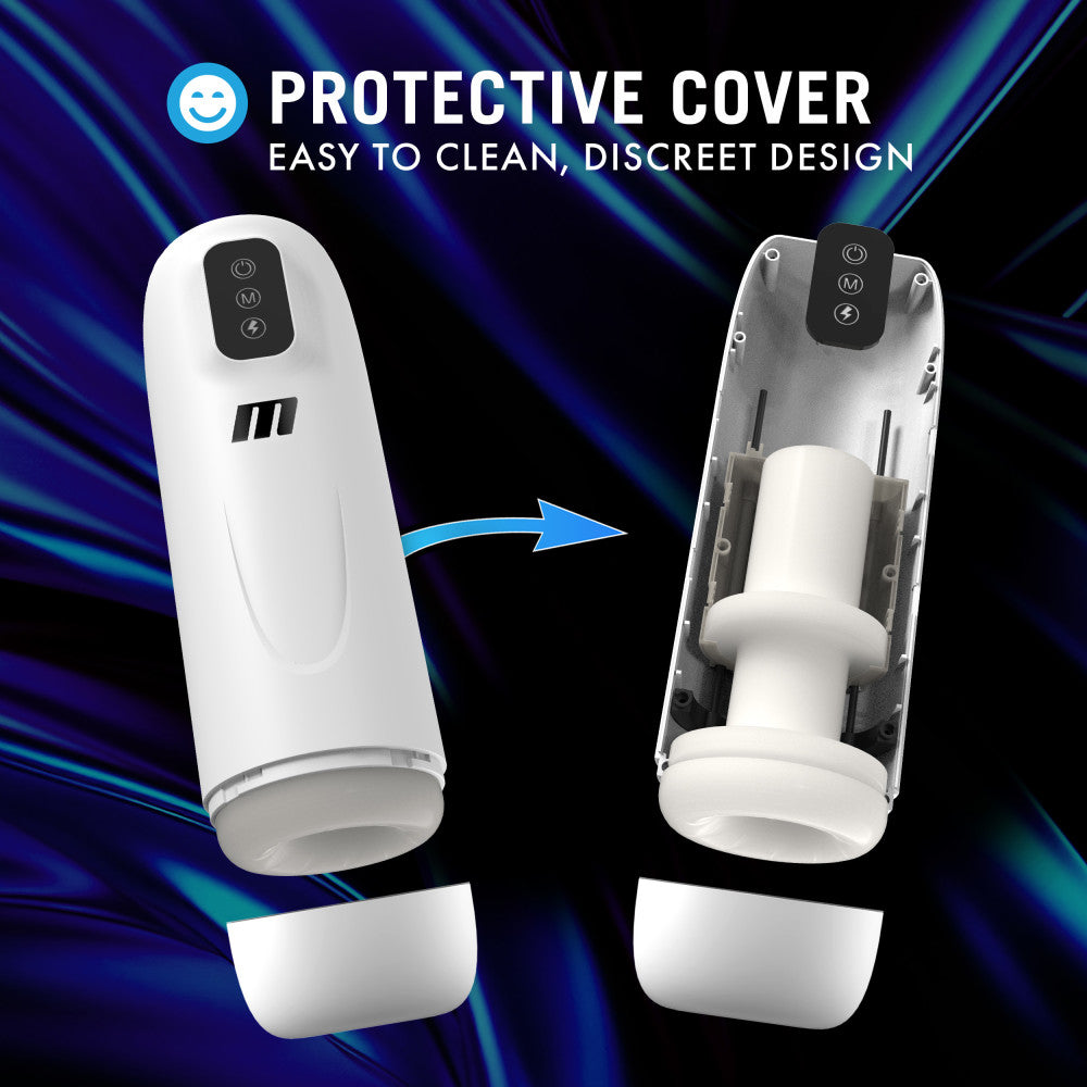 M For Men Robo-Bator - White USB Rechargeable Vibrating Auto Stroker - BL-85604