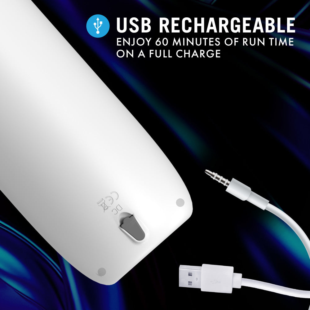 M For Men Robo-Bator - White USB Rechargeable Vibrating Auto Stroker - BL-85604