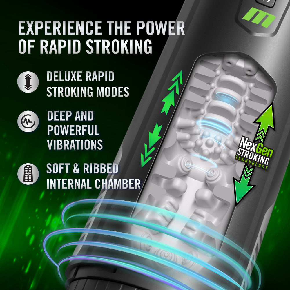 M For Men - Master Blaster - USB Rechargeable Vibrating & Sucking Auto Stroker - BL-85605