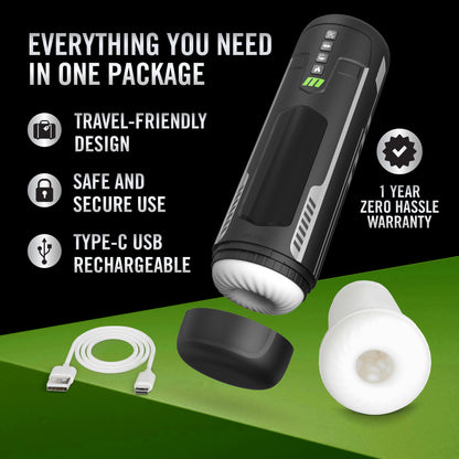 M For Men - Master Blaster - USB Rechargeable Vibrating & Sucking Auto Stroker - BL-85605