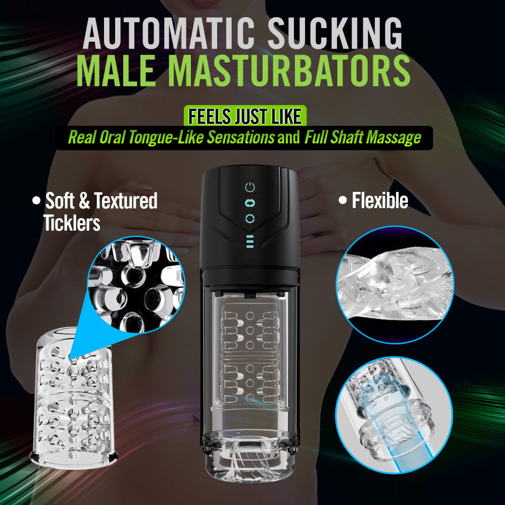 M For Men - Whirlwind Pro - Clear USB Rechargeable Rotating & Sucking Auto Stroker-BL-87605
