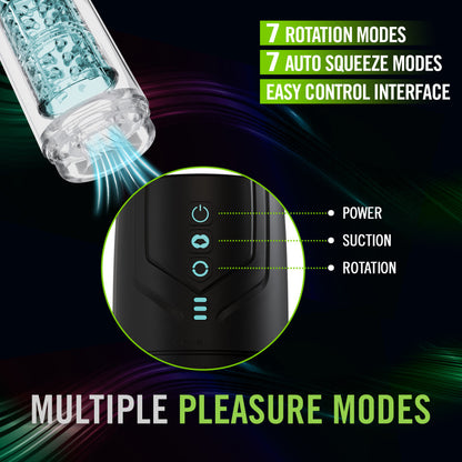 M For Men - Whirlwind Pro - Clear USB Rechargeable Rotating & Sucking Auto Stroker-BL-87605