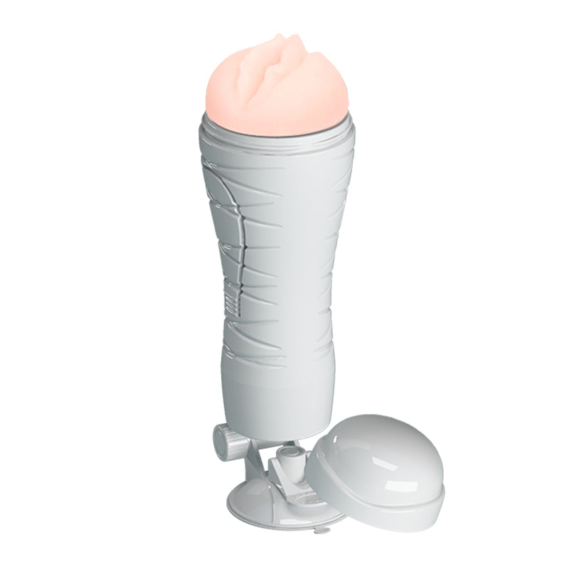 CRAZY BULL FLORA Vibrating Stroker - Flesh USB Rechargeable Vibrating Squeezeable Vagina Stroker with Suction Base-BM-00900T48Z