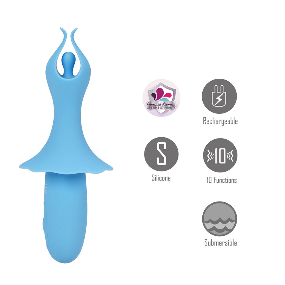 Maia SIENNA - Blue - Blue 15.2 cm USB Rechargeable Fluttering Bullet-BO-25-01-BLUE