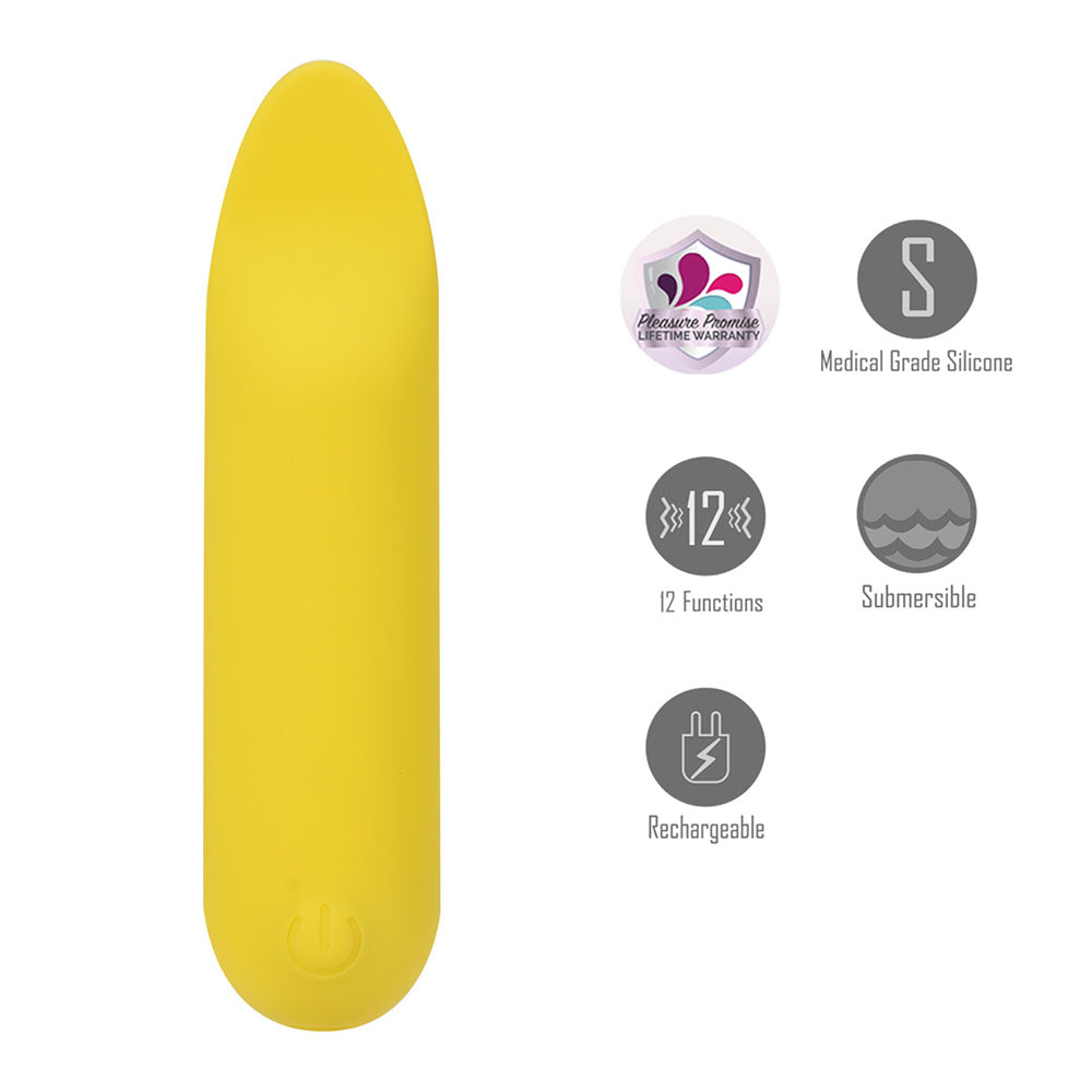 Maia TAWNI - Yellow - Yellow 9 cm USB Rechargeable Bullet with Flickering Tip-BO-25-06-YELLOW