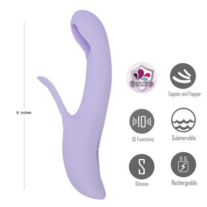 Maia CHARLI - Lavender 22.9 cm USB Rechargeable Flapping & Tapping Rabbit Vibrator - BO-25-30-LAV